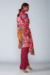 Shop_Saaksha & Kinni_Multi Color Cotton Silk Abstract Bird Spread Collar Tunic _at_Aza_Fashions