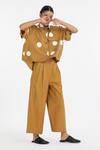 Buy_Three_Yellow Cotton Twill Polka Dot Shirt And Pant Set_Online_at_Aza_Fashions