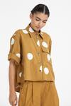 Shop_Three_Yellow Cotton Twill Polka Dot Shirt And Pant Set_Online_at_Aza_Fashions