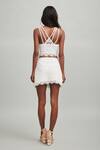 Shop_Dash and Dot_White 100% Cotton Lining 100% Recycled Polyester Crochet Crop Top And Skirt Set _at_Aza_Fashions