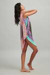 Dash And Dot_Multi Color One-shoulder Scarf Cover Up_Online_at_Aza_Fashions