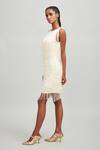 Shop_Dash and Dot_White 100% Viscose Embellished Fringe Round Layered Dress _Online_at_Aza_Fashions