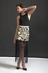Buy_Dash And Dot_Black Fringe Hem Skirt_at_Aza_Fashions