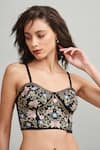 Buy_Dash and Dot_Black 75% Viscose Embroidery Thread Sweetheart Neck Bralette _at_Aza_Fashions
