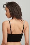 Shop_Dash and Dot_Black 75% Viscose Embroidery Thread Sweetheart Neck Bralette _at_Aza_Fashions