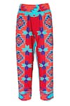 Dash and Dot_Multi Color 100% Polyester Tribal V Neck Top And Pant Set _at_Aza_Fashions