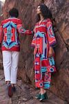Buy_Dash and Dot_Multi Color 100% Polyester Tribal V Neck Top And Pant Set _Online_at_Aza_Fashions