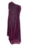 Dash And Dot Purple 38% Polyester, 62% Lurex Plain Asymmetric One Shoulder Draped Dress at Aza Fashions Dash And Dot_Purple 38% Polyester, 62% Lurex Plain Asymmetric One Shoulder Draped Dress _at_Aza_Fashions