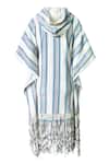 Buy_Dash And Dot_Multi Color 100% Cotton Stripe Shawl Collar Print Poncho_Online_at_Aza_Fashions