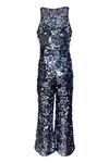 Buy_Dash And Dot_Grey Shell 100% Nylon/ Lining 100% Polyester Sequin Deep Embellished Jumpsuit_Online_at_Aza_Fashions
