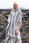 Shop_Dash And Dot_Multi Color 100% Cotton Stripe Shawl Collar Print Poncho_Online_at_Aza_Fashions