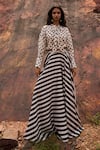 Dash and Dot_White 100% Polyester Stripes Maxi Skirt _Online_at_Aza_Fashions