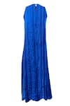 Buy_Dash and Dot_Blue 100% Polyester Satin Embroidery Mirror Round Gown  _Online_at_Aza_Fashions