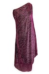 Shop Dash And Dot Purple 38% Polyester, 62% Lurex Plain Asymmetric One Shoulder Draped Dress Online at Aza Fashions Shop_Dash And Dot_Purple 38% Polyester, 62% Lurex Plain Asymmetric One Shoulder Draped Dress _Online_at_Aza_Fashions