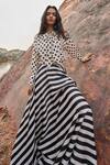 Dash and Dot_White 100% Polyester Stripes Maxi Skirt _at_Aza_Fashions