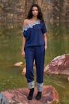 Buy Dash And Dot Blue 100% Viscose Floral Asymmetric One Shoulder Top And Pant Set at Aza Fashions Buy_Dash And Dot_Blue 100% Viscose Floral Asymmetric One Shoulder Top And Pant Set _at_Aza_Fashions