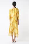 Shop_Archana Shah_Yellow Bamberg Silk Printed Floral Motifs Round Asymmetric Tunic _at_Aza_Fashions