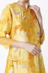 Archana Shah_Yellow Bamberg Silk Printed Floral Motifs Round Asymmetric Tunic _Online_at_Aza_Fashions