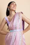 Buy_Saksham Neharicka_Purple Chanderi Embroidered Belt_at_Aza_Fashions