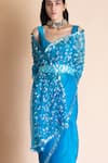 Buy_Saksham Neharicka_Blue Chanderi Embroidered Belt_at_Aza_Fashions
