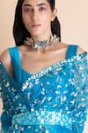 Shop_Saksham Neharicka_Blue Chanderi Embroidered Belt_at_Aza_Fashions