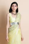 Buy_Saksham Neharicka_Yellow Chanderi Embroidered Belt_at_Aza_Fashions