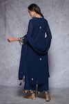Shop_Ajiesh Oberoi_Blue Georgette, Rayon Round Embroidered Kurta Set _at_Aza_Fashions