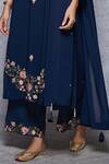 Buy_Ajiesh Oberoi_Blue Georgette, Rayon Round Embroidered Kurta Set _Online_at_Aza_Fashions