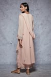 Shop_Ajiesh Oberoi_Peach Georgette, Rayon Round Embroidered Kurta Set _at_Aza_Fashions