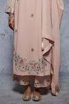 Ajiesh Oberoi_Peach Georgette, Rayon Round Embroidered Kurta Set _Online_at_Aza_Fashions