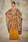 Buy Diyarajvvir Multi Color Georgette Geometric Notched Print Kaftan And Pant Set at Aza Fashions Buy_Diyarajvvir_Multi Color Georgette Geometric Notched Print Kaftan And Pant Set _at_Aza_Fashions