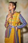 Buy_DiyaRajvvir_Multi Color Modal Printed Geometric Round Gharara Saree Set _Online_at_Aza_Fashions