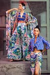 Shop_DiyaRajvvir_Multi Color Cotton Silk Printed Jumpsuit With Kaftan_at_Aza_Fashions