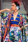 DiyaRajvvir_Multi Color Cotton Silk Printed Jumpsuit With Kaftan_Online_at_Aza_Fashions