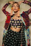 DiyaRajvvir_Multi Color Modal Printed Cape And Gharara Set_at_Aza_Fashions