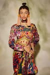 Buy_DiyaRajvvir_Multi Color Modal Printed Aztec Round Sharara Saree Set _Online_at_Aza_Fashions