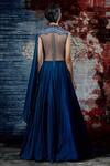 Shop_Shantnu Nikhil_Blue Satin Embroidered Gown_at_Aza_Fashions