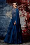 Shop_Shantnu Nikhil_Blue Satin Embroidered Gown_Online_at_Aza_Fashions