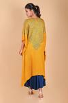 Shop_Dyelogue_Yellow Gajji Silk V Neck Bandhani Asymmetric Kurta _at_Aza_Fashions