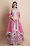SAKSHAM & NEHARICKA_Pink Chanderi V Neck Blouse _Online_at_Aza_Fashions
