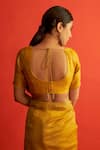Shop_Saksham Neharicka_Yellow Handwoven Tussar Silk Saree Blouse_at_Aza_Fashions