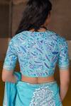 Shop_Saksham & Neharicka_Blue Handwoven Chanderi V Neck Embroidered Blouse _at_Aza_Fashions