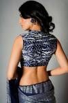 Shop_Saksham & Neharicka_Blue Chanderi V Neck Embroidered Blouse _at_Aza_Fashions