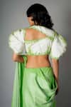Shop_SAKSHAM & NEHARICKA_White Cotton Embroidery Round Puffed Sleeve Blouse _at_Aza_Fashions