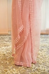 MADZIN_Pink Blouse  80% Silk Embellished Sweetheart Neck Embroidered Saree With_at_Aza_Fashions