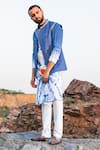 Soniya G_Blue Silk Bandhani Tie Dye Kurta Set _Online_at_Aza_Fashions