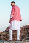 Shop_Soniya G_Pink Silk Embroidered Bandhani Tie Dye Kurta Jacket Set _at_Aza_Fashions