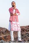 Soniya G_Pink Silk Embroidered Bandhani Tie Dye Kurta Jacket Set _Online_at_Aza_Fashions