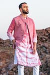 Soniya G_Pink Silk Embroidered Bandhani Tie Dye Kurta Jacket Set _at_Aza_Fashions