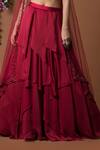 Shop_Mehak Murpana_Red Milano Satin Halter Layered Lehenga Set_Online_at_Aza_Fashions